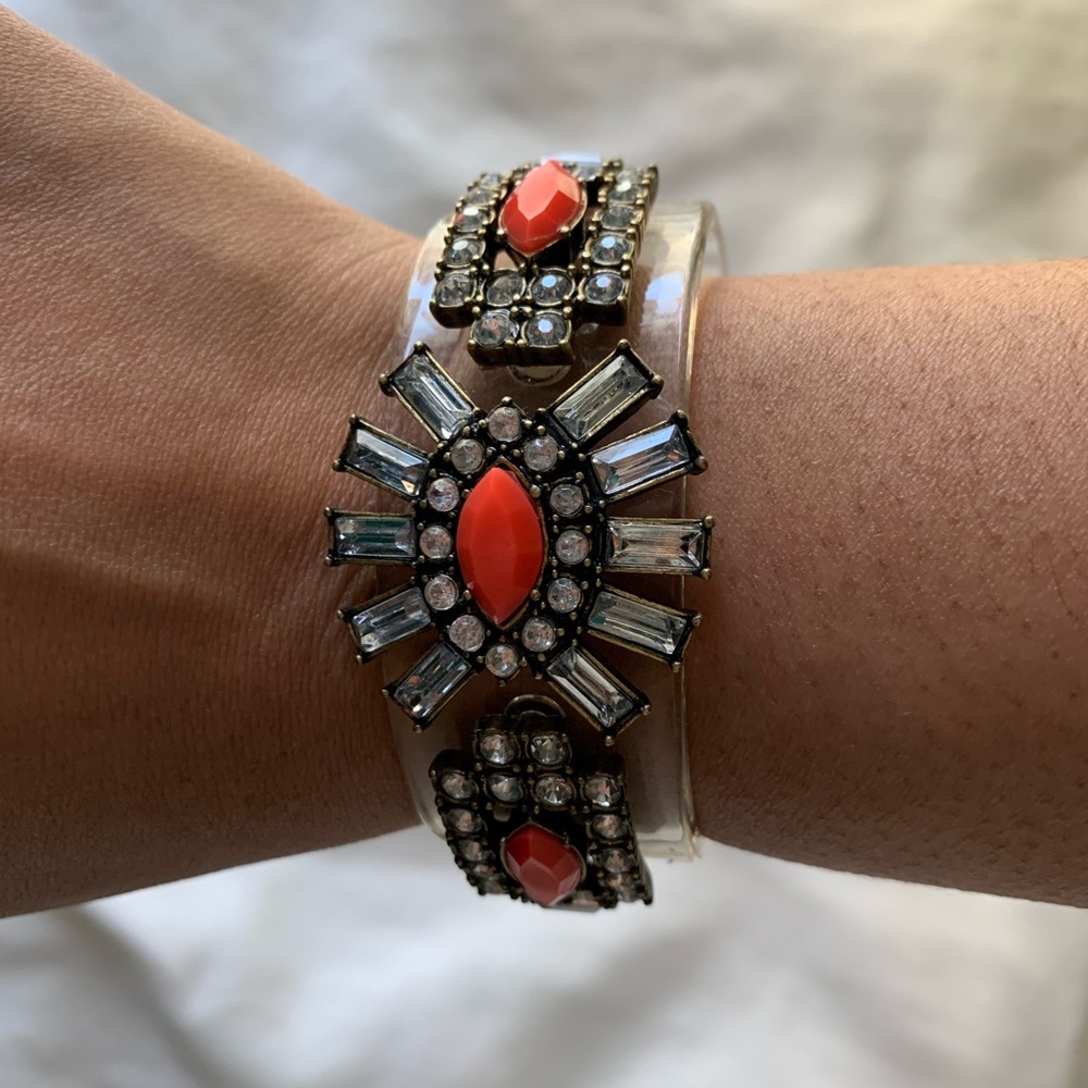 Anthropologie Clear cuff bracelet with stones